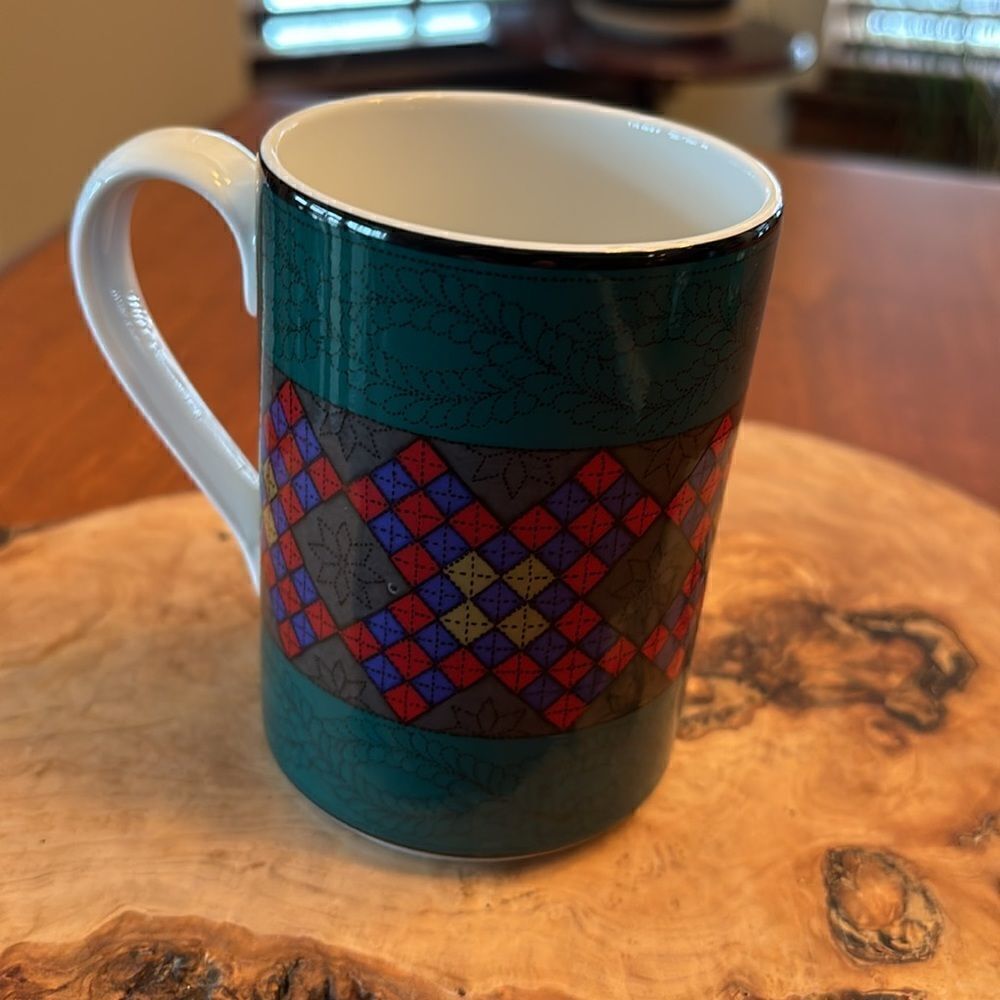 Vintage Dansk Quiltings Emerald Braid Mug